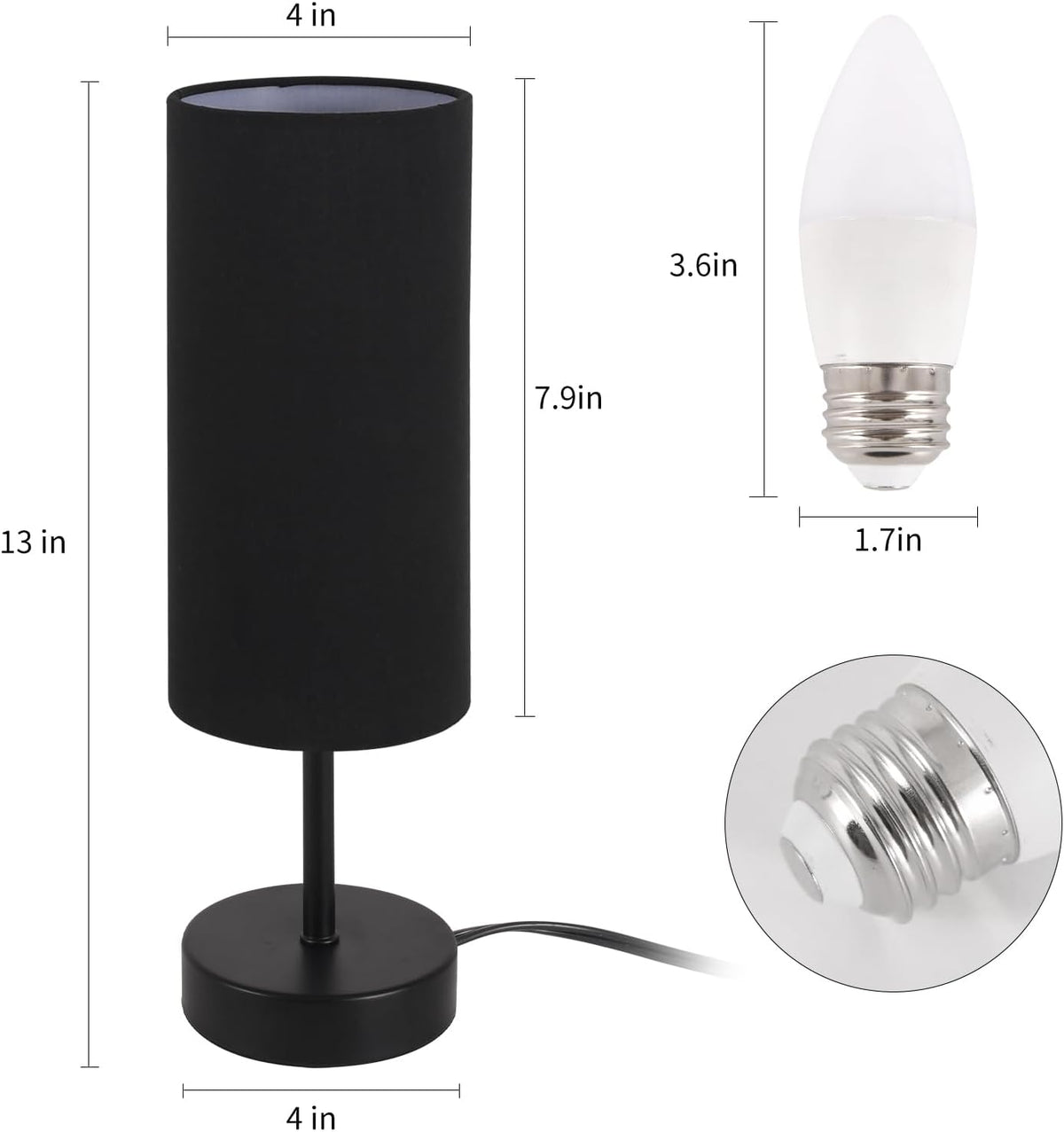 Small Table Lamp, Bedside Table Lamp for Bedroom, Lamp for Nightstand with Linen Fabric Shade, Minimalist Modern Desk Lamp for Living Room Office Dorm Kids Room