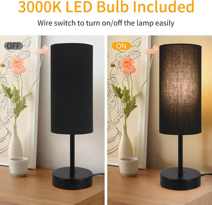 Small Table Lamp, Bedside Table Lamp for Bedroom, Lamp for Nightstand with Linen Fabric Shade, Minimalist Modern Desk Lamp for Living Room Office Dorm Kids Room