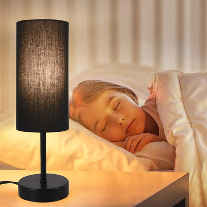 Small Table Lamp, Bedside Table Lamp for Bedroom, Lamp for Nightstand with Linen Fabric Shade, Minimalist Modern Desk Lamp for Living Room Office Dorm Kids Room