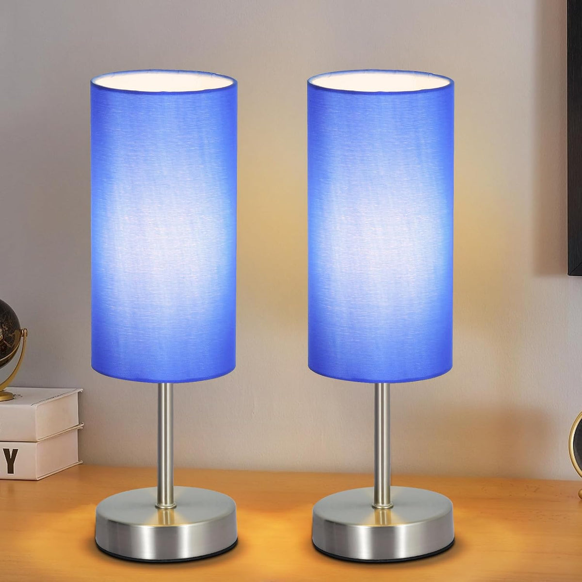 Small Table Lamp, Bedside Table Lamp for Bedroom, Lamp for Nightstand with Linen Fabric Shade, Minimalist Modern Desk Lamp for Living Room Office Dorm Kids Room