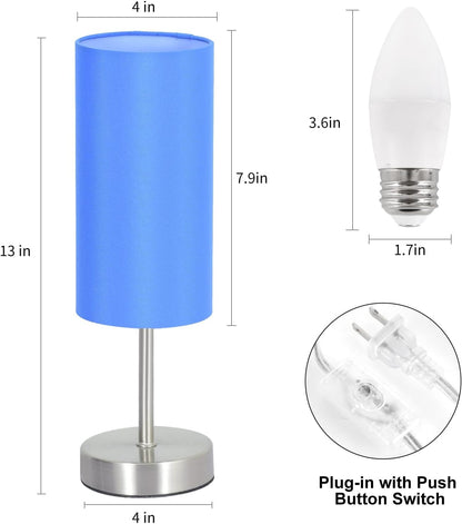 Small Table Lamp, Bedside Table Lamp for Bedroom, Lamp for Nightstand with Linen Fabric Shade, Minimalist Modern Desk Lamp for Living Room Office Dorm Kids Room