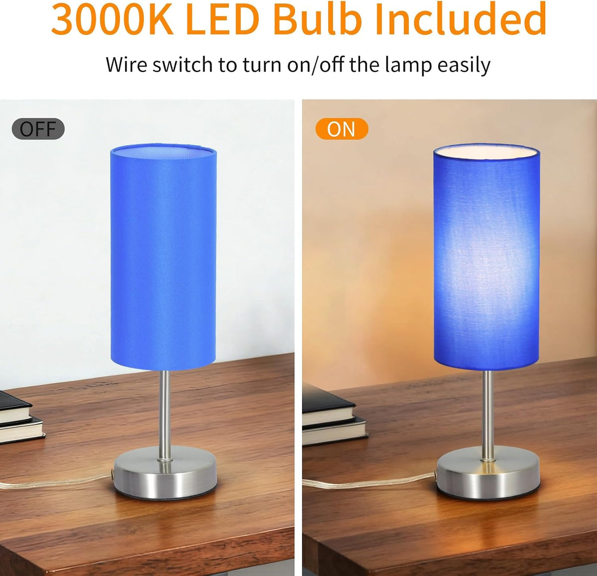 Small Table Lamp, Bedside Table Lamp for Bedroom, Lamp for Nightstand with Linen Fabric Shade, Minimalist Modern Desk Lamp for Living Room Office Dorm Kids Room