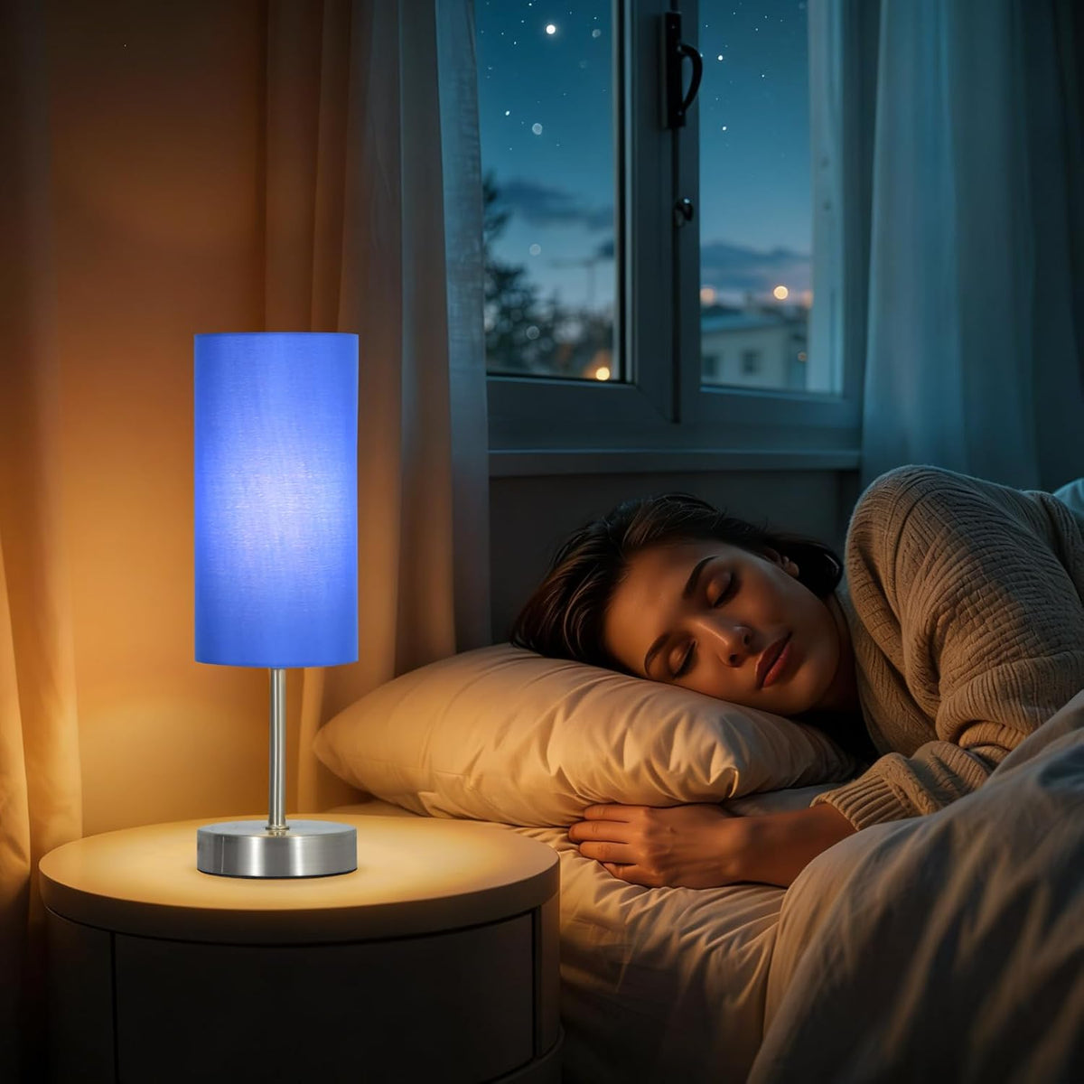 Small Table Lamp, Bedside Table Lamp for Bedroom, Lamp for Nightstand with Linen Fabric Shade, Minimalist Modern Desk Lamp for Living Room Office Dorm Kids Room