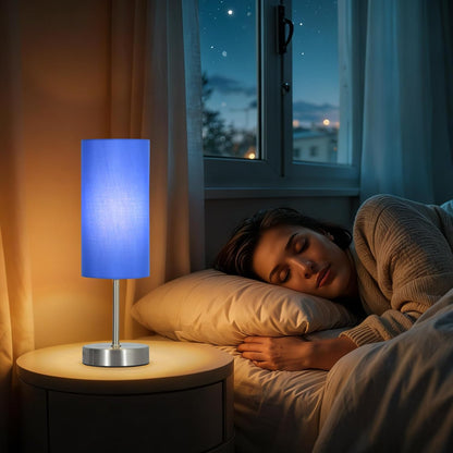 Small Table Lamp, Bedside Table Lamp for Bedroom, Lamp for Nightstand with Linen Fabric Shade, Minimalist Modern Desk Lamp for Living Room Office Dorm Kids Room
