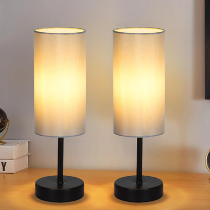 Small Table Lamp, Bedside Table Lamp for Bedroom, Lamp for Nightstand with Linen Fabric Shade, Minimalist Modern Desk Lamp for Living Room Office Dorm Kids Room