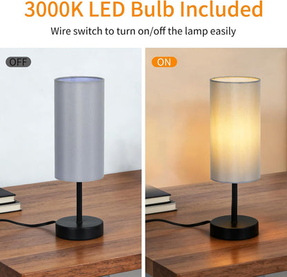 Small Table Lamp, Bedside Table Lamp for Bedroom, Lamp for Nightstand with Linen Fabric Shade, Minimalist Modern Desk Lamp for Living Room Office Dorm Kids Room