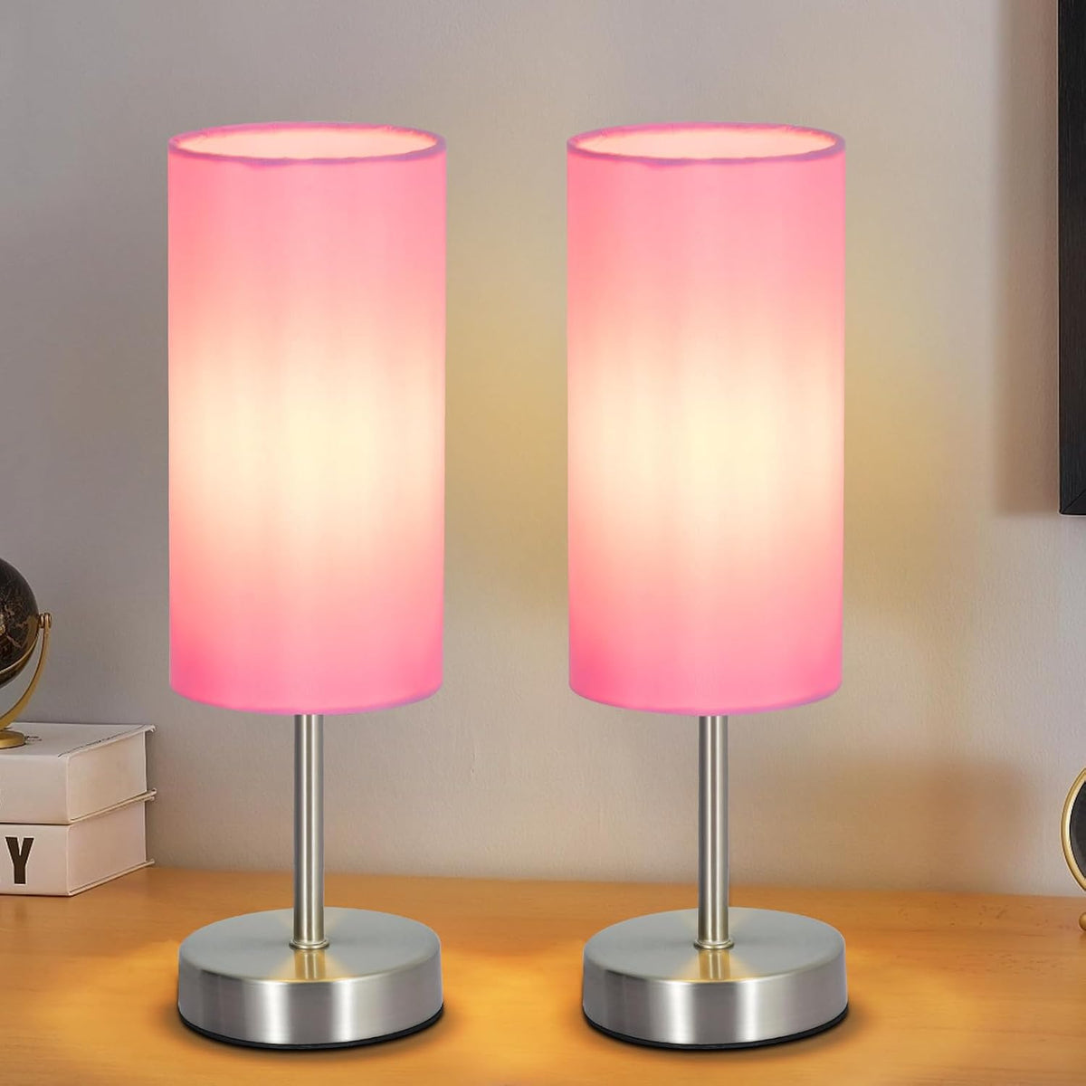 Small Table Lamp, Bedside Table Lamp for Bedroom, Lamp for Nightstand with Linen Fabric Shade, Minimalist Modern Desk Lamp for Living Room Office Dorm Kids Room