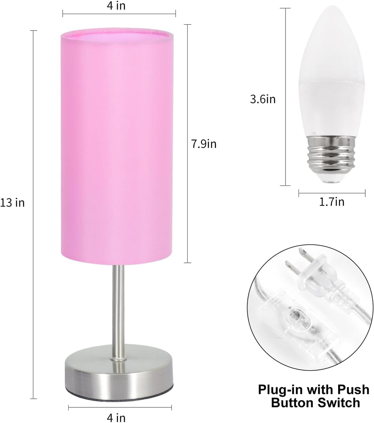 Small Table Lamp, Bedside Table Lamp for Bedroom, Lamp for Nightstand with Linen Fabric Shade, Minimalist Modern Desk Lamp for Living Room Office Dorm Kids Room