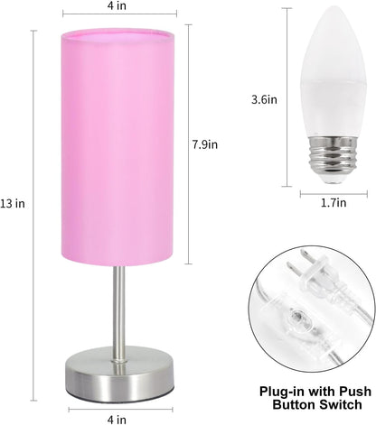 Small Table Lamp, Bedside Table Lamp for Bedroom, Lamp for Nightstand with Linen Fabric Shade, Minimalist Modern Desk Lamp for Living Room Office Dorm Kids Room