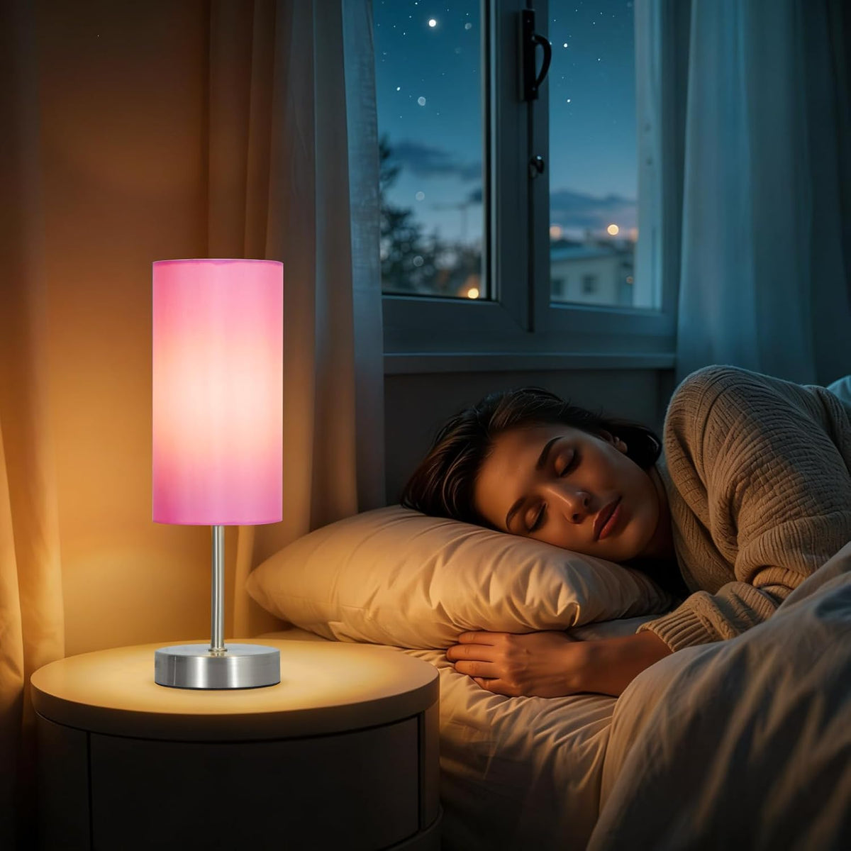 Small Table Lamp, Bedside Table Lamp for Bedroom, Lamp for Nightstand with Linen Fabric Shade, Minimalist Modern Desk Lamp for Living Room Office Dorm Kids Room