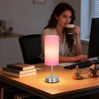 Small Table Lamp, Bedside Table Lamp for Bedroom, Lamp for Nightstand with Linen Fabric Shade, Minimalist Modern Desk Lamp for Living Room Office Dorm Kids Room