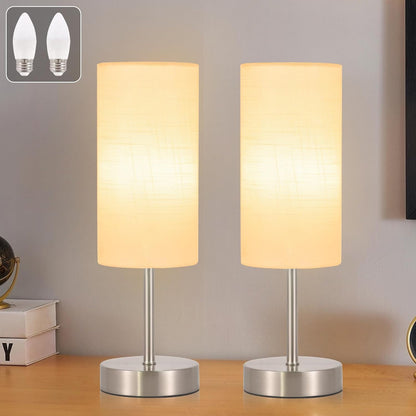 Small Table Lamp, Bedside Table Lamp for Bedroom, Lamp for Nightstand with Linen Fabric Shade, Minimalist Modern Desk Lamp for Living Room Office Dorm Kids Room