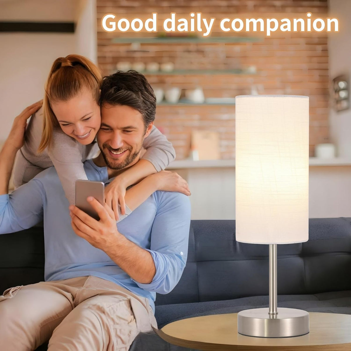 Small Table Lamp, Bedside Table Lamp for Bedroom, Lamp for Nightstand with Linen Fabric Shade, Minimalist Modern Desk Lamp for Living Room Office Dorm Kids Room
