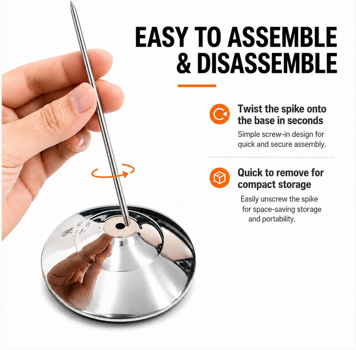 Receipt Holder, Receipt Spike for Restaurants, Stainless Steel Check Spindle Bill Fork with Solid Heavy-Duty Non-Slip Base, Receipt Memo Note Holder for Cafes, Food Trucks, Offices