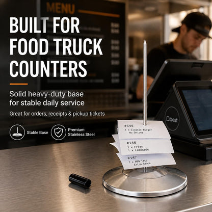 Receipt Holder, Receipt Spike for Restaurants, Stainless Steel Check Spindle Bill Fork with Solid Heavy-Duty Non-Slip Base, Receipt Memo Note Holder for Cafes, Food Trucks, Offices