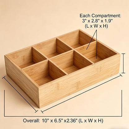 2 Pack Bamboo Small Desk Drawer Organizer