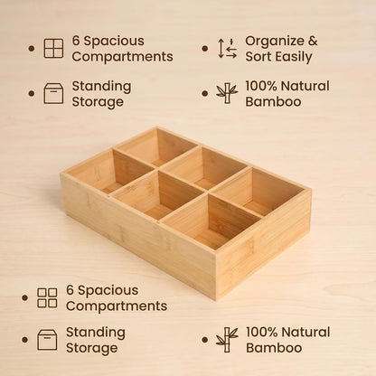 2 Pack Bamboo Small Desk Drawer Organizer