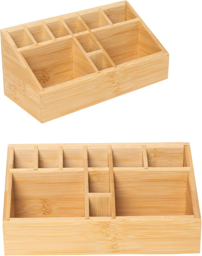 2 Pack Bamboo Small Desk Drawer Organizer