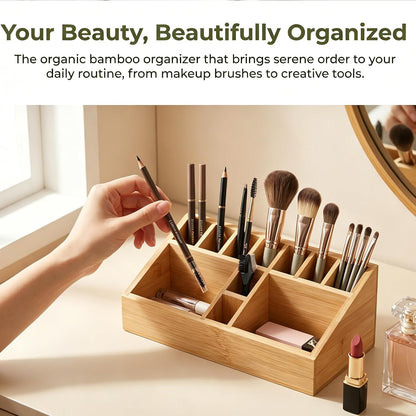 2 Pack Bamboo Small Desk Drawer Organizer