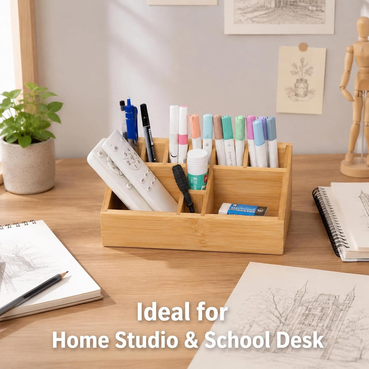 2 Pack Bamboo Small Desk Drawer Organizer