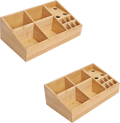 2 Pack Bamboo Small Desk Drawer Organizer