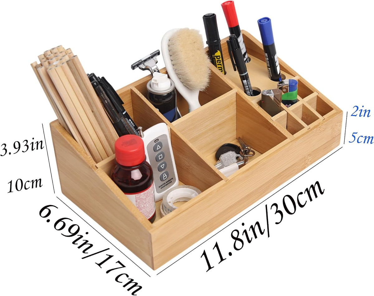 2 Pack Bamboo Small Desk Drawer Organizer