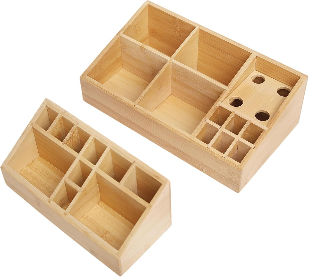 2 Pack Bamboo Small Desk Drawer Organizer
