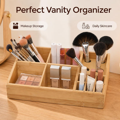 2 Pack Bamboo Small Desk Drawer Organizer