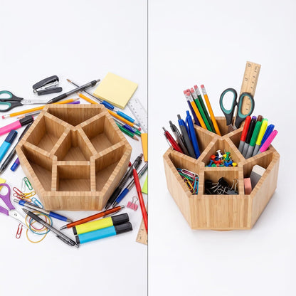 2 Pack Bamboo Small Desk Drawer Organizer