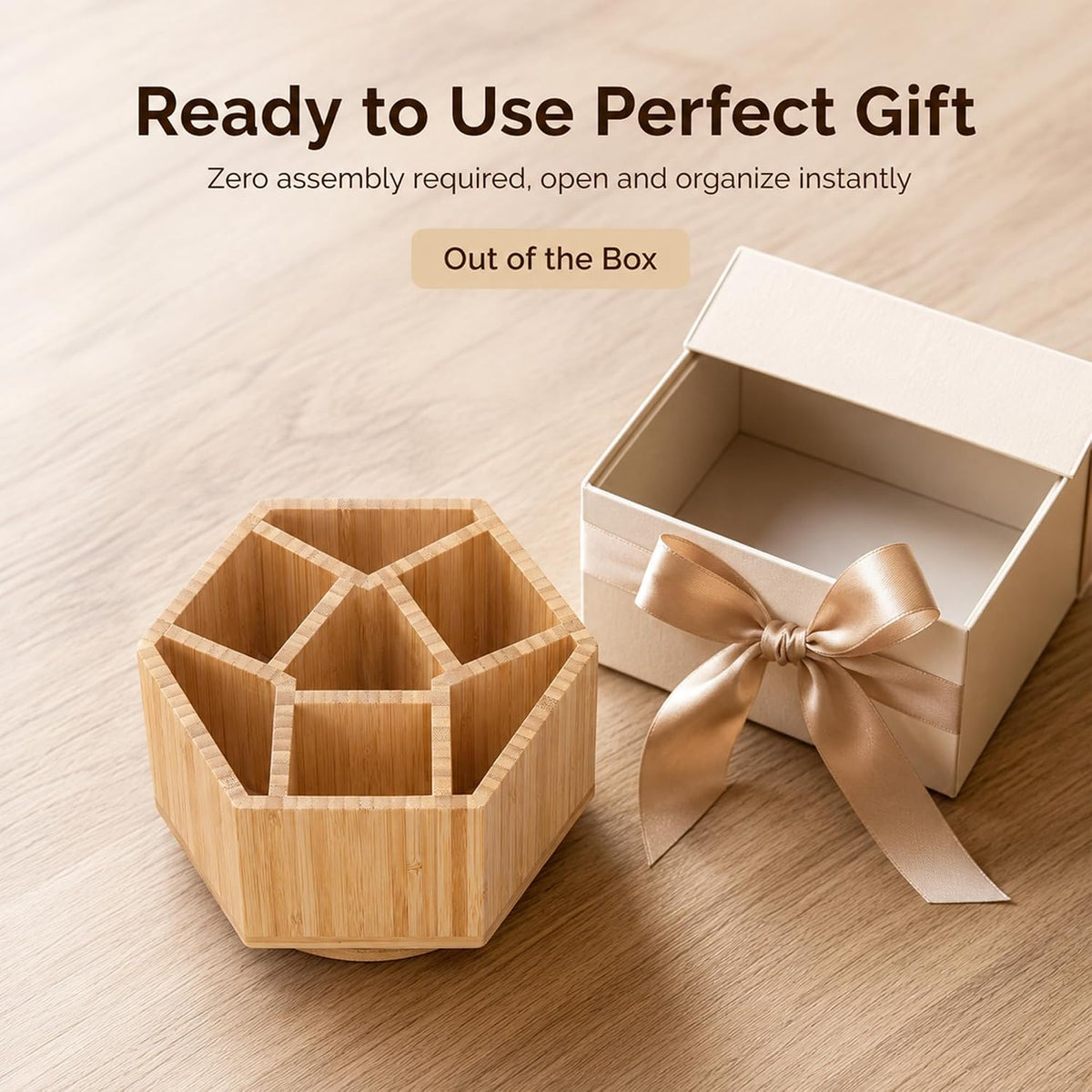2 Pack Bamboo Small Desk Drawer Organizer