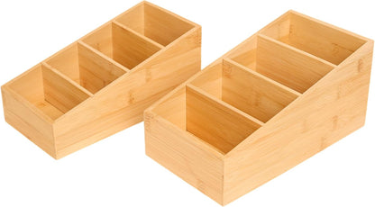 2 Pack Bamboo Small Desk Drawer Organizer