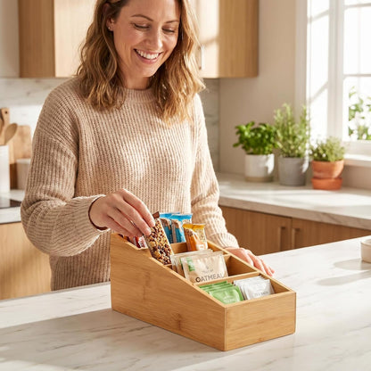 2 Pack Bamboo Small Desk Drawer Organizer