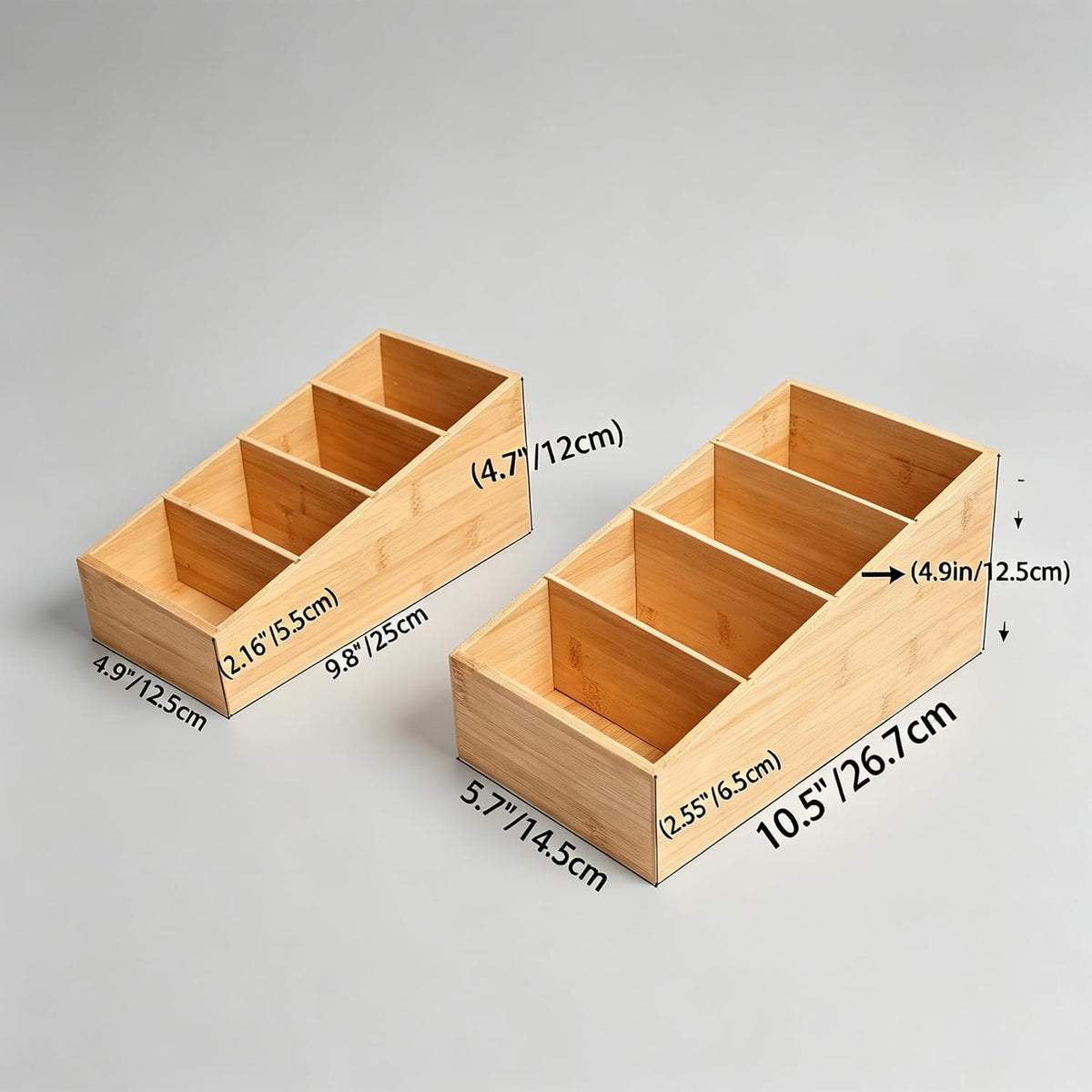 2 Pack Bamboo Small Desk Drawer Organizer