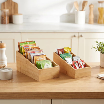 2 Pack Bamboo Small Desk Drawer Organizer