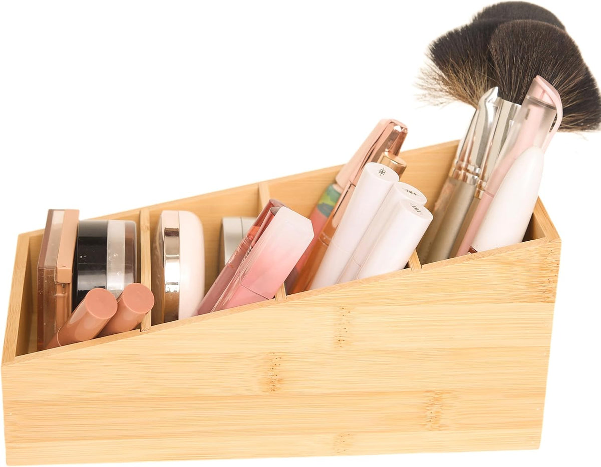 2 Pack Bamboo Small Desk Drawer Organizer