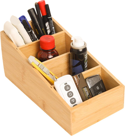 2 Pack Bamboo Small Desk Drawer Organizer
