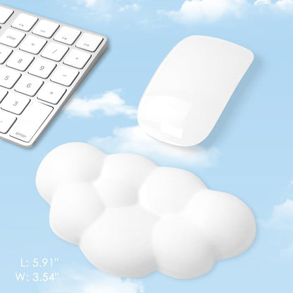 Cloud Wrist Rest Cushion for Mouse Ergonomic Soft PU Leather Memory Foam Wrist Pain Relief Mouse Wrist Support Pad with Anti-Skid Base for Office School Home Laptop & Computer Mouse (White)