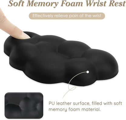 Cloud Wrist Rest Cushion for Mouse Ergonomic Soft PU Leather Memory Foam Wrist Pain Relief Mouse Wrist Support Pad with Anti-Skid Base for Office School Home Laptop & Computer Mouse (White)