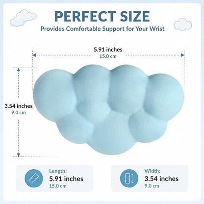 Cloud Wrist Rest Cushion for Mouse Ergonomic Soft PU Leather Memory Foam Wrist Pain Relief Mouse Wrist Support Pad with Anti-Skid Base for Office School Home Laptop & Computer Mouse (White)