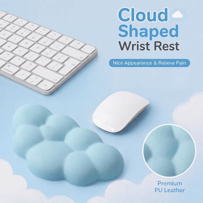 Cloud Wrist Rest Cushion for Mouse Ergonomic Soft PU Leather Memory Foam Wrist Pain Relief Mouse Wrist Support Pad with Anti-Skid Base for Office School Home Laptop & Computer Mouse (White)