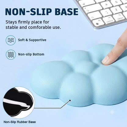 Cloud Wrist Rest Cushion for Mouse Ergonomic Soft PU Leather Memory Foam Wrist Pain Relief Mouse Wrist Support Pad with Anti-Skid Base for Office School Home Laptop & Computer Mouse (White)