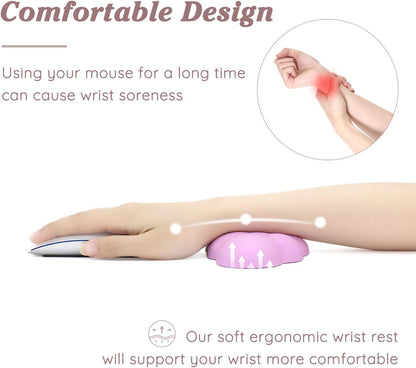 Cloud Wrist Rest Cushion for Mouse Ergonomic Soft PU Leather Memory Foam Wrist Pain Relief Mouse Wrist Support Pad with Anti-Skid Base for Office School Home Laptop & Computer Mouse (White)