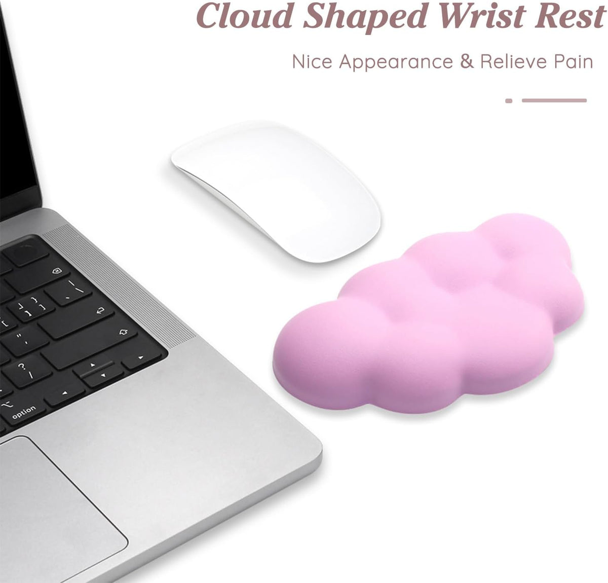 Cloud Wrist Rest Cushion for Mouse Ergonomic Soft PU Leather Memory Foam Wrist Pain Relief Mouse Wrist Support Pad with Anti-Skid Base for Office School Home Laptop & Computer Mouse (White)