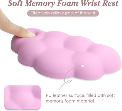 Cloud Wrist Rest Cushion for Mouse Ergonomic Soft PU Leather Memory Foam Wrist Pain Relief Mouse Wrist Support Pad with Anti-Skid Base for Office School Home Laptop & Computer Mouse (White)