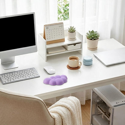 Cloud Wrist Rest Cushion for Mouse Ergonomic Soft PU Leather Memory Foam Wrist Pain Relief Mouse Wrist Support Pad with Anti-Skid Base for Office School Home Laptop & Computer Mouse (White)