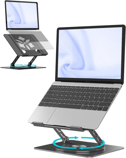 360° Rotating Laptop Stand for Desk | Adjustable, Foldable, Portable Aluminum Ergonomic Riser | Compatible with MacBook, Dell, HP & All Laptops 10-16 inch | Purple