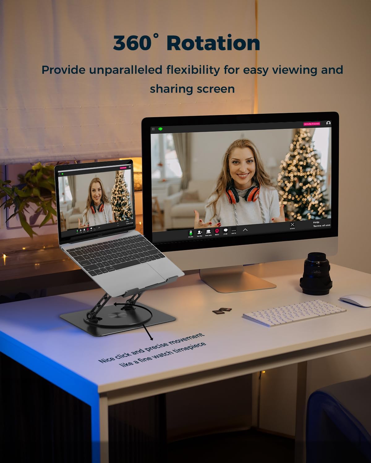 360° Rotating Laptop Stand for Desk | Adjustable, Foldable, Portable Aluminum Ergonomic Riser | Compatible with MacBook, Dell, HP & All Laptops 10-16 inch | Purple