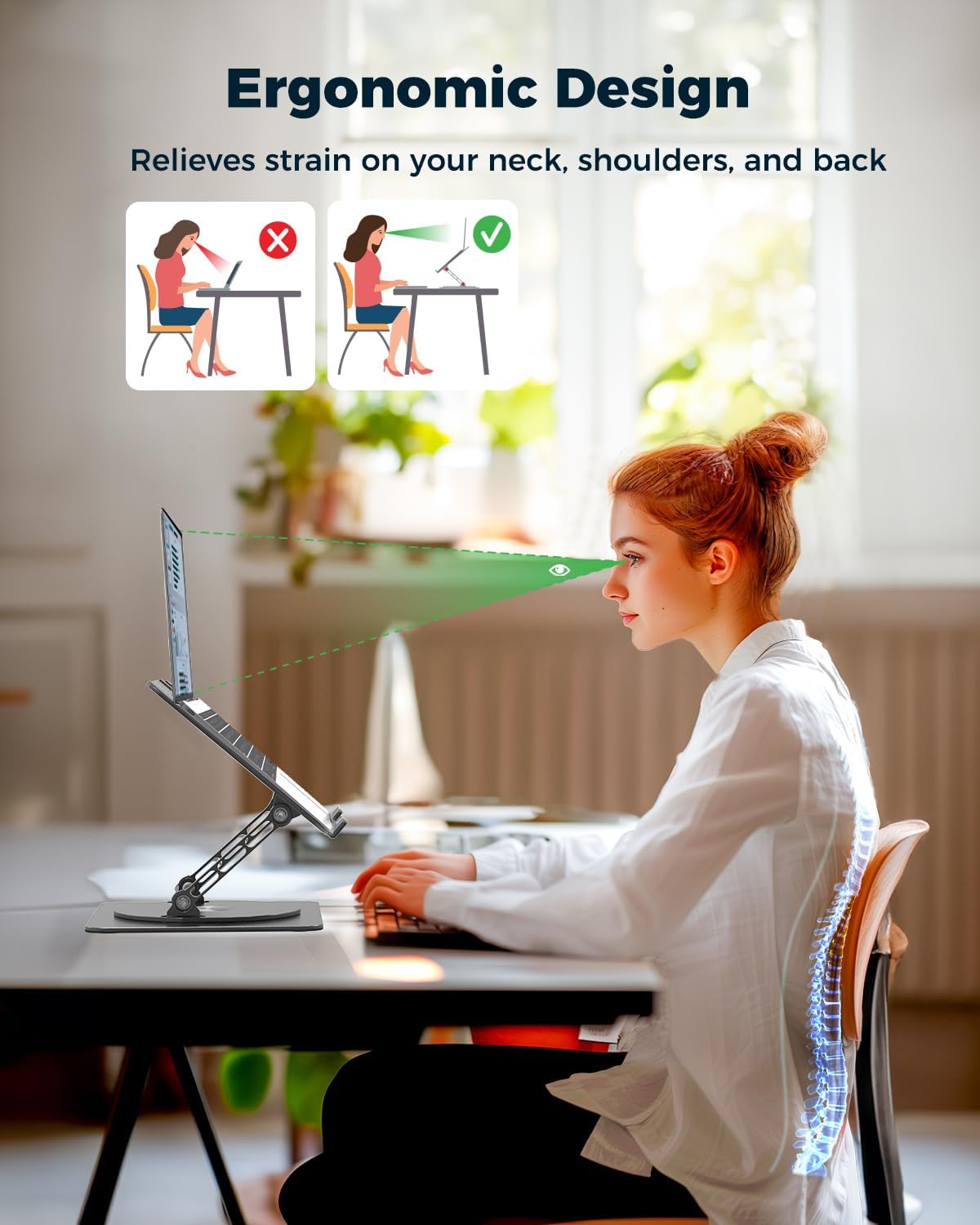 360° Rotating Laptop Stand for Desk | Adjustable, Foldable, Portable Aluminum Ergonomic Riser | Compatible with MacBook, Dell, HP & All Laptops 10-16 inch | Purple