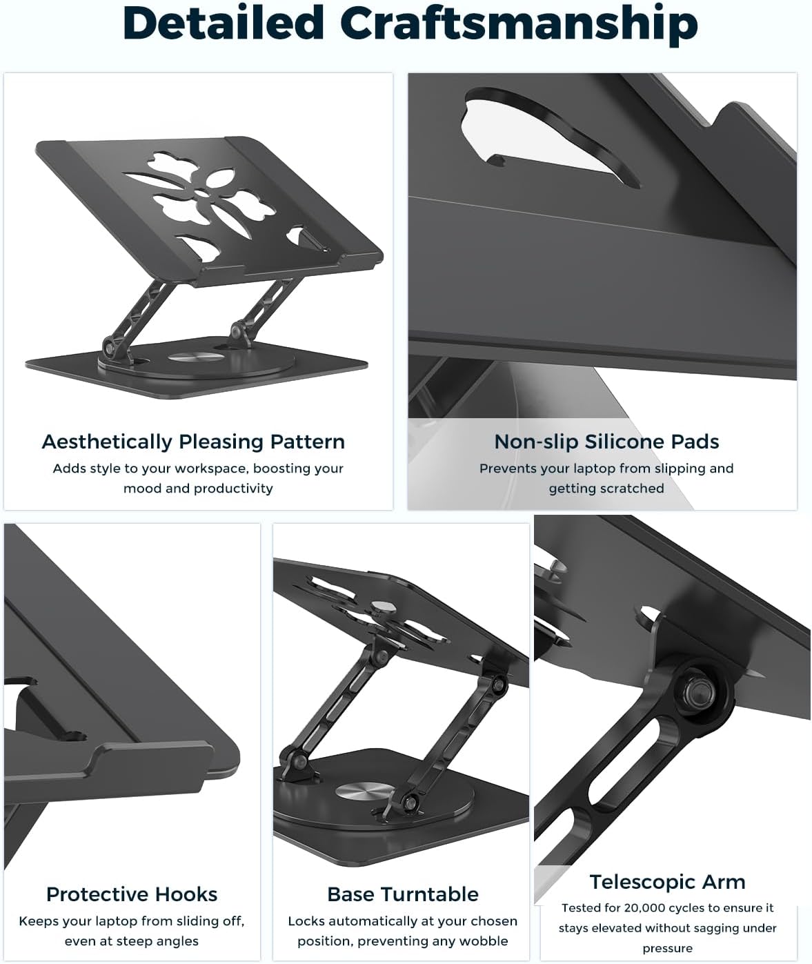 360° Rotating Laptop Stand for Desk | Adjustable, Foldable, Portable Aluminum Ergonomic Riser | Compatible with MacBook, Dell, HP & All Laptops 10-16 inch | Purple