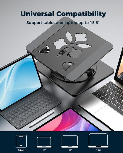 360° Rotating Laptop Stand for Desk | Adjustable, Foldable, Portable Aluminum Ergonomic Riser | Compatible with MacBook, Dell, HP & All Laptops 10-16 inch | Purple